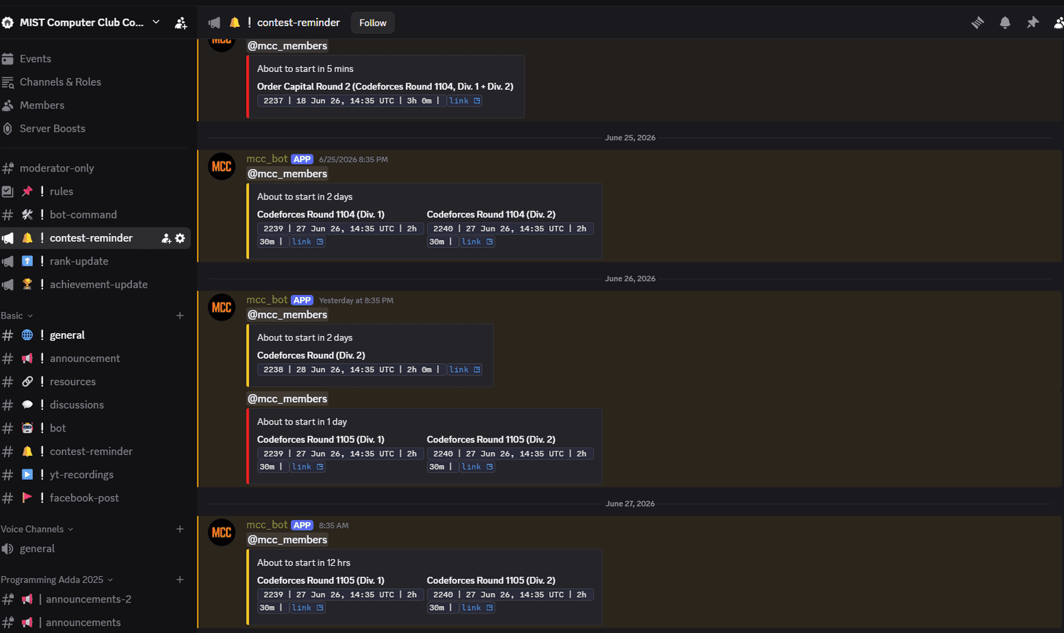 MCC Discord Bot preview